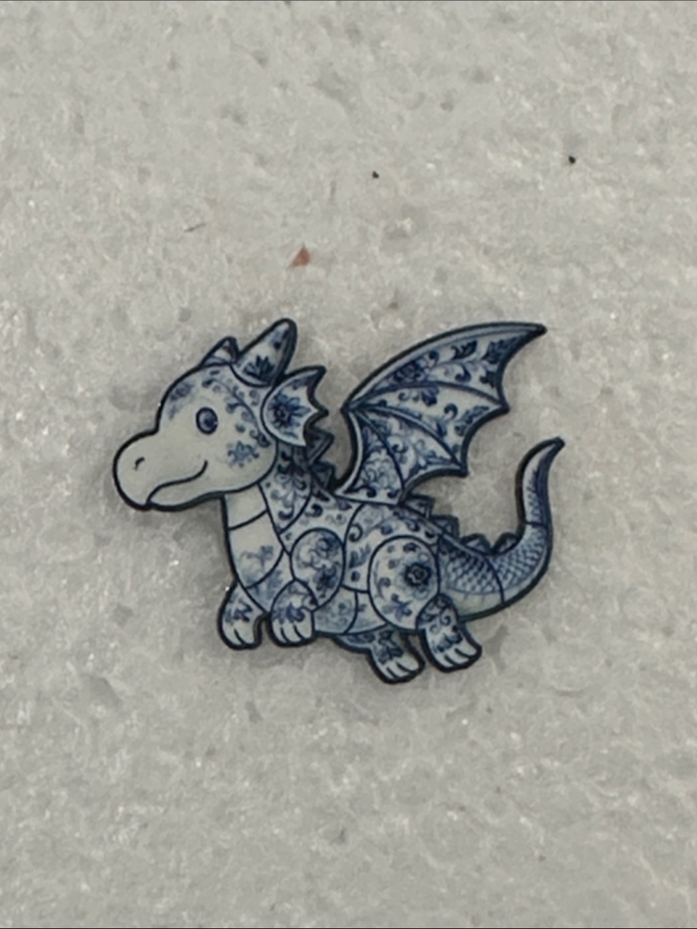Blue Floral Dragon Kids Pin - Cute Dragon Brooch
